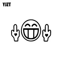YJZT 13 см * 7,3 см смайлик счастливое лицо виниловая наклейка автомобиля Стикеры черный/серебристый C3-0408