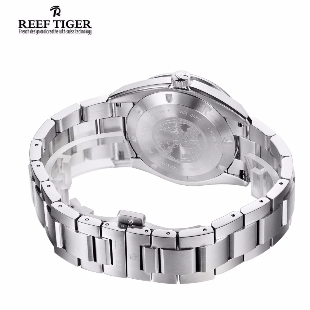 Риф Тигр мужские нарядные часы из нержавеющей стали сапфировое стекло вечный календарь часы Автоматические водонепроницаемые часы RGA835