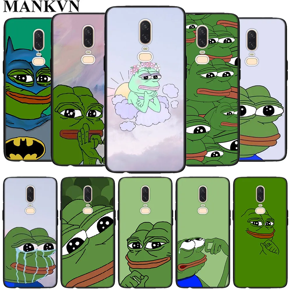 

Memes Sad Frog Black soft Silicone cases cover for Oneplus 6 6T 5T Rubber TPU back Phone case