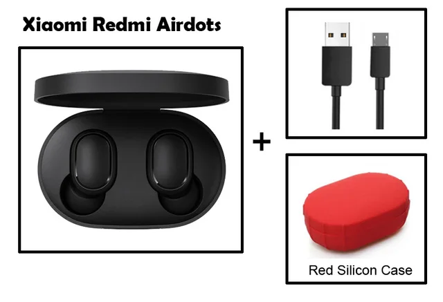 Оригинальные наушники Xiaomi Redmi TWS Bluetooth 5,0, стерео наушники с басами и микрофоном, беспроводные наушники с управлением ии - Цвет: red case cable