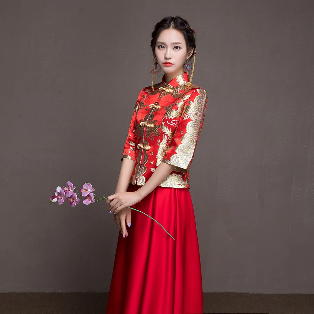 Высокое качество вышивка невесты свадебное платье Женский Винтаж чонсам, Восточный стиль праздничный костюм изысканные вечерние платья Qipao