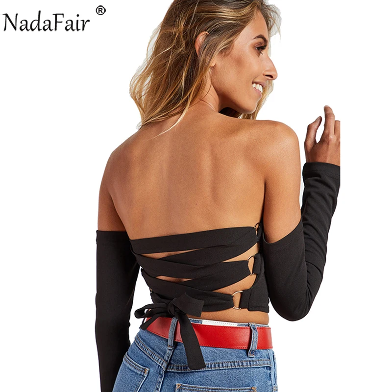 Buy Nadafair Sexy Strapless Crop Top Women Backless 