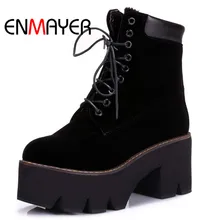ENMAYER Arrival Autumn Boots Winter Ladies Ankle Boots Women Fashion Boots Lace Up Warm Fur Hot Sale Round Toe Platform Boots ENMAYER Arrival Autumn Boots Winter Ladies Ankle Boots Women Fashion Boots Lace Up Warm Fur Hot Sale Round Toe Platform Boots