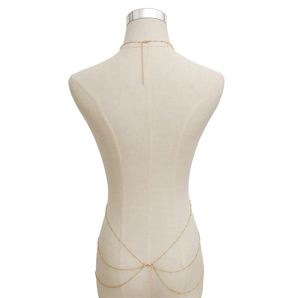 Simple Style Chain Necklace Belly Body Chain Fashion Sexy Copper Sequins Body Chain Jewelry for Women Beach Party