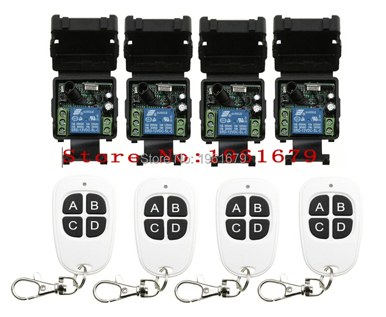 DC 12 v 1CH mini wireless remote control switch 4 piece 35MM*32MM*17MM receiver&amp4 transmitter | Электроника