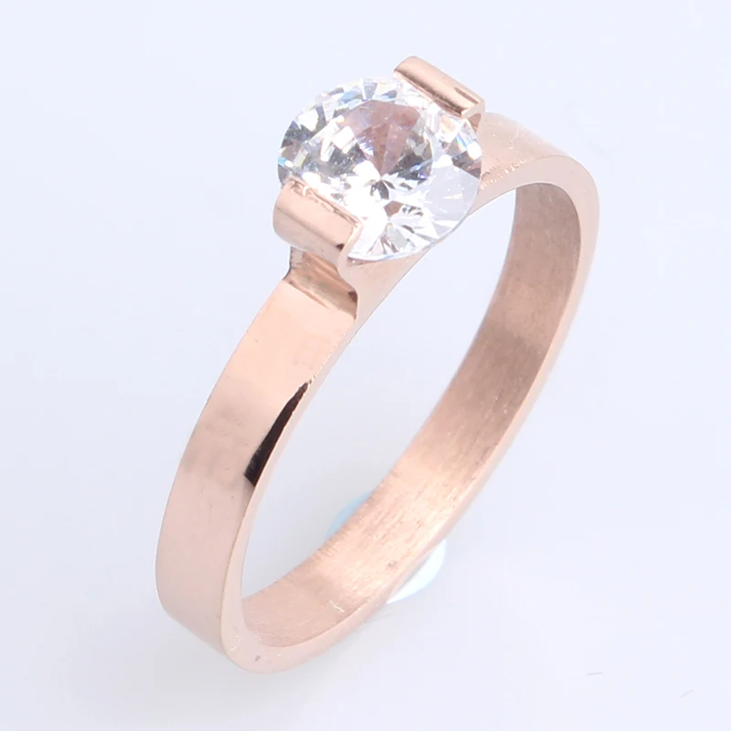 

2mm rose gold zircon wedding rings for women 316L Stainless Steel men wholesale