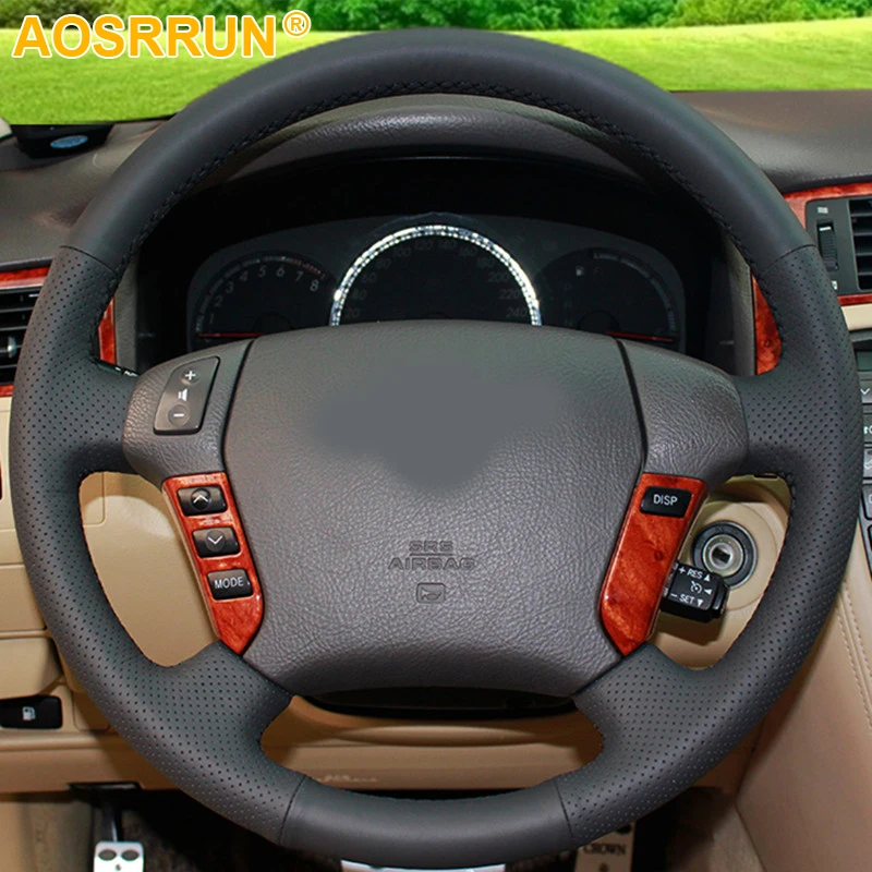 AOSRRUN Genuine Leather Steering Wheel Cover Case For toyota crown 2005
