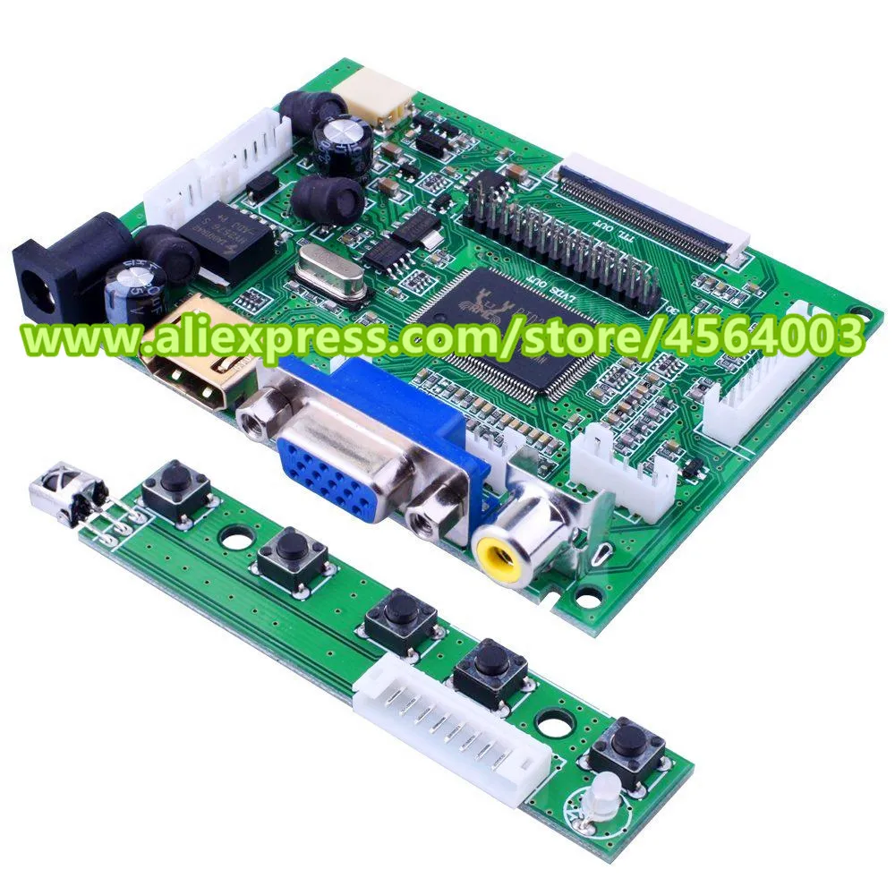 Плата контроллера дисплея 800*480 LCD TTL LVDS HDMI VGA 2AV 50pin для AT070TN90 поддержка
