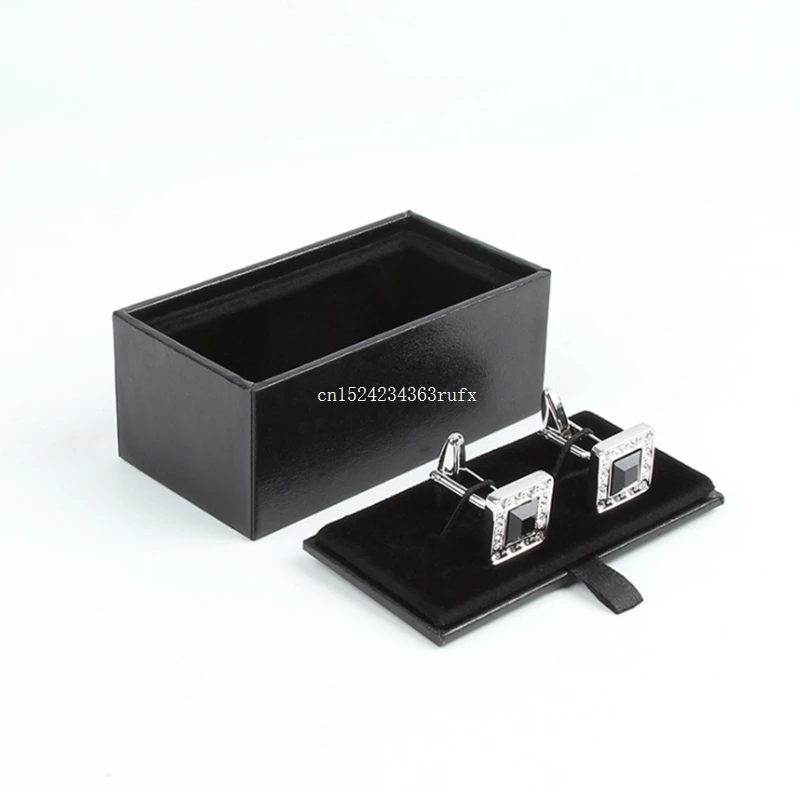 

300pcs Men's Jewelry Boxes Cuff Links Box Black Paperboard Cufflinks Tie Clips Boxes High Quality Matte Paper Gift Boxes