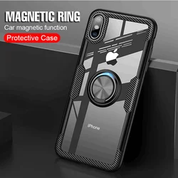 На Алиэкспресс купить чехол для смартфона kisscase transparent shockproof case for iphone 11 magnetic ring holder case for iphone 7 cover 8 xs xsmax 6 6s 11pro max fundas