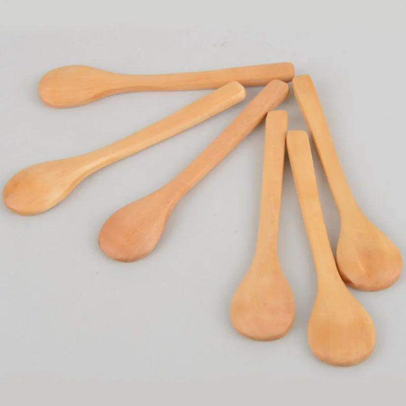 

6 Pieces / Lot Mini Wooden Spoon Coffee Spoon Kids Ice Cream Tableware Tool Kitchen Cooking Teaspoon Condiment Utensil P20