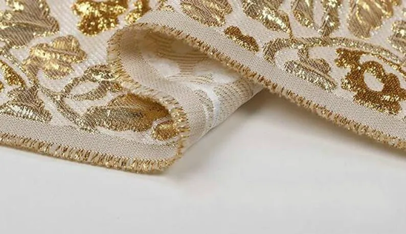 Золотистый блеск, жесткая жаккардовая ткань, парчовая ткань, свадебное платье для выпускного вечера, 55 дюймов в ширину/140 см, 50 см в длину