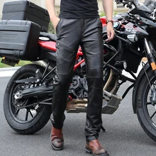 Новая мода добавить шерсть теплые кожаные брюки мужские из натуральной кожи мужские прямые брюки плюс размер молнии корейские мотоциклетные брюки