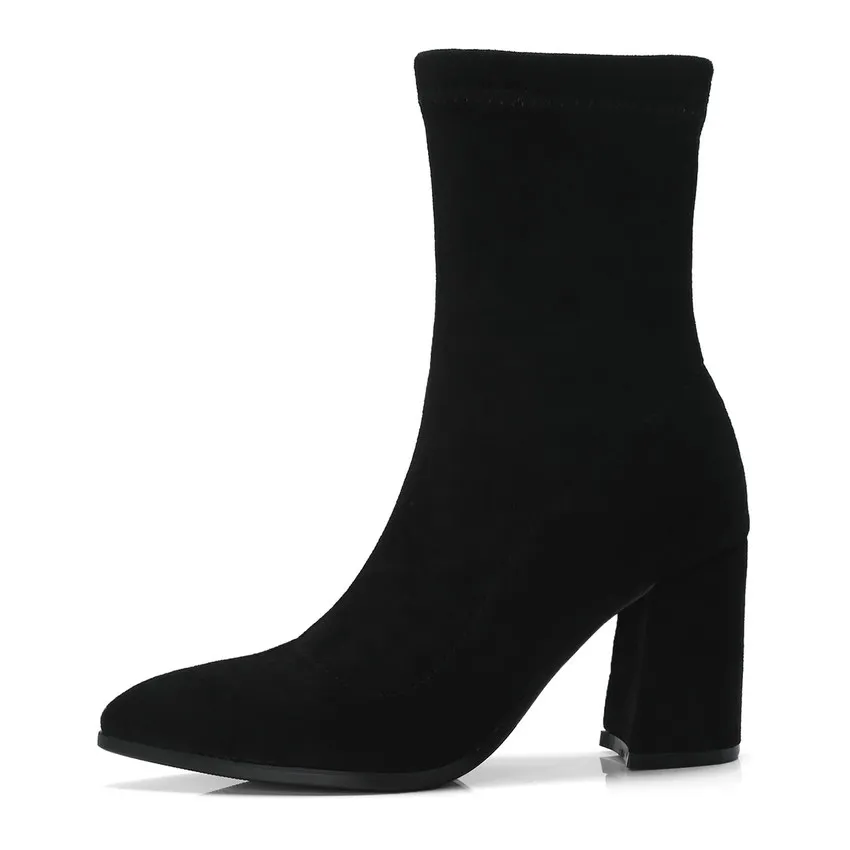 Skup QUTAA 2020 kobiet buty skarpety buty dziewiarskie wszystko mecz szpiczasty nosek wszystkie mecz platformy Slip on kobiety do połowy łydki rozmiar butów 34 42