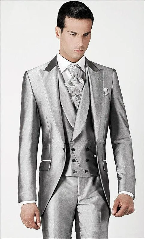 Высококачественный мужской костюм, смокинги для жениха(куртка+ брюки+ жилет), мужские костюмы для свадьбы, выпускного вечера, лучшие мужские для шаферов обтягивающие блейзеры - Цвет: same as image