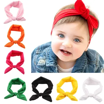 

MIXIU 1pcs Newborn Baby Rabbit Ears Bow Headband Solid Cotton Elastic Hairband Hair Bands For Baby Kids Hair Accessories