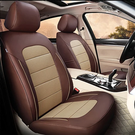 AutoDecorun Чехлы для автомобильных сидений из натуральной кожи для Ford Explorer 2012 чехлы для сидений 3 ряда 7 сидений поддерживающие аксессуары - Название цвета: Coffee X Beige
