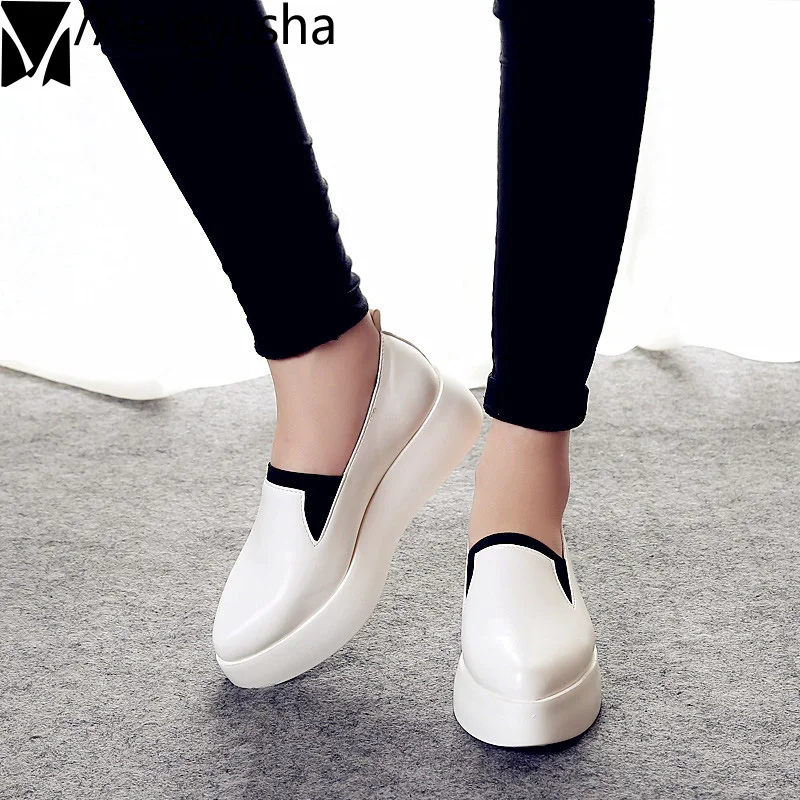 Appartements Creepers Plate Femme La Glisser Pu black silver 40 forme White ~ Femmes Chaussures En Sur Printemps Taille Cuir Espadrilles 2018 35 Mocassins E7x4SZqwn