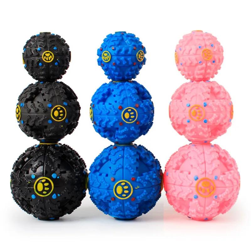 

Hot 1 Pcs Treat Dispensing Dog Toy Ball Food Dispenser Squeak Smart Doggie Interactive Chew Toys FQ-ing
