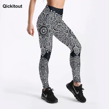 

Qickitout Summer Style Women Leggings White&Black Floral Printed Leggings Sexy Girl Leggings Workout Casual Pants Drop Shipping
