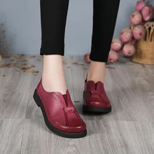 Г.; женская обувь из натуральной кожи на плоской подошве без застежки; удобная женская обувь на Плоском Каблуке в стиле ретро