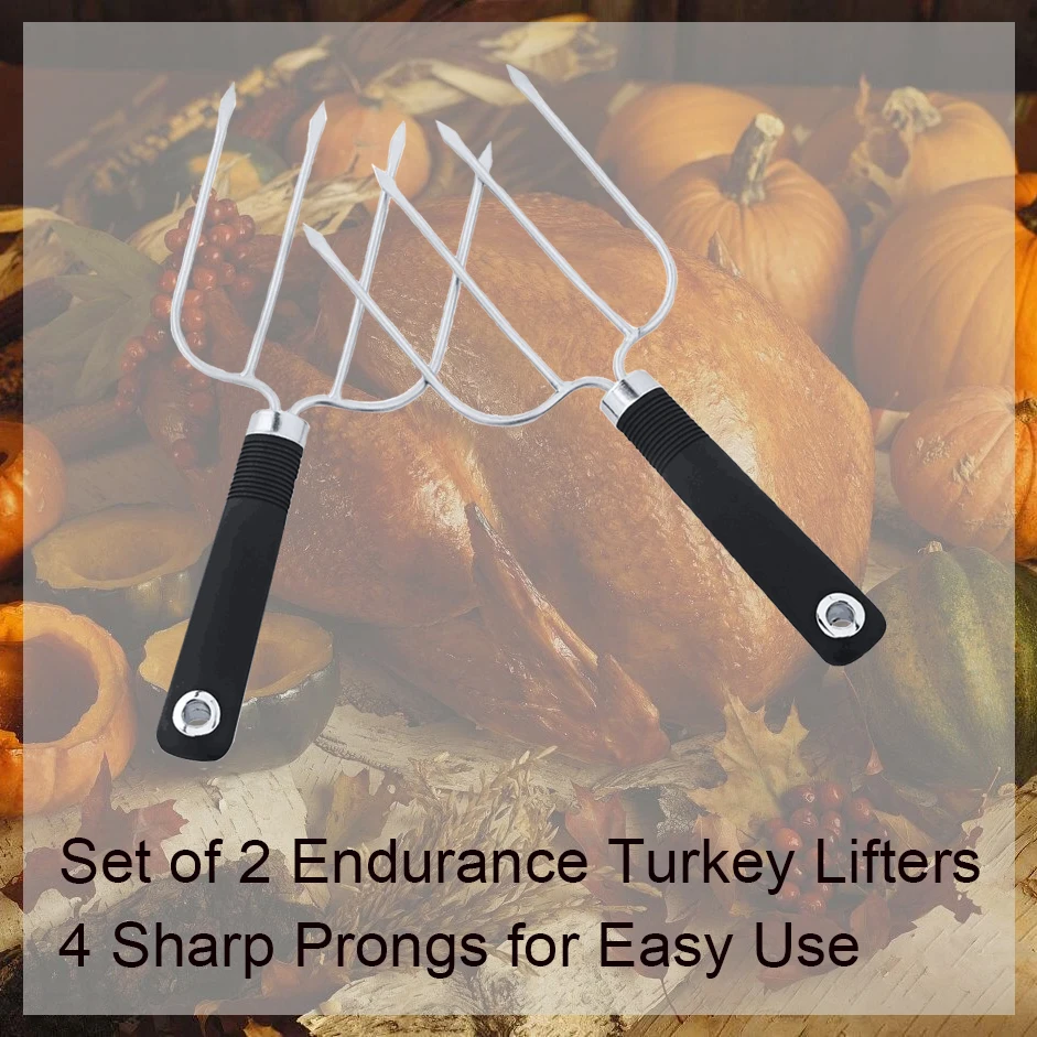 New Turkey Lifter Forks Set Stainless Steel Turkey Lifters and Poultry Lifters Claws Carving Forks BBQ Kitchen Assessoies