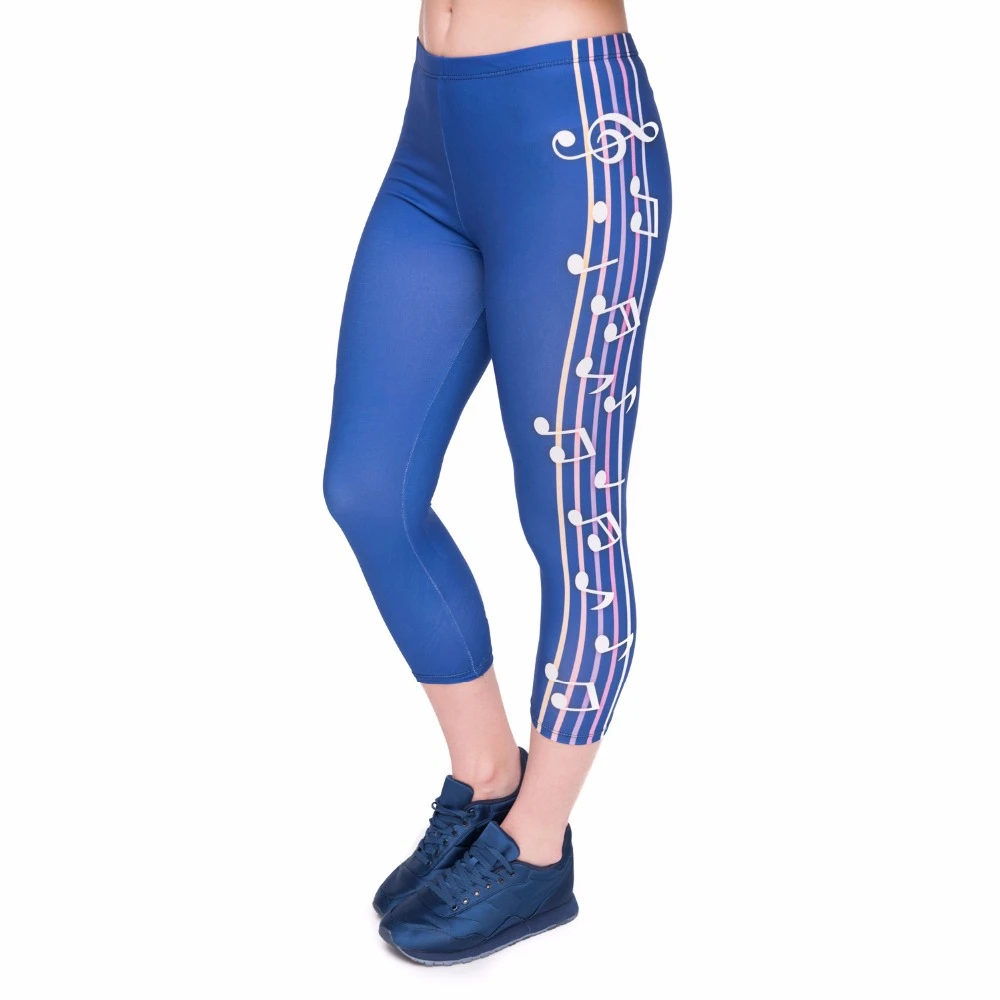 Summer New Arrival Women Capri Leggings Color Music Printing Sexy Mid Leg 3/4 Fitness Movement Leggins Woman Capri Pants Summer New Arrival Women Capri Leggings Color Music Printing Sexy Mid Leg 3/4 Fitness Movement Leggins Woman Capri Pants