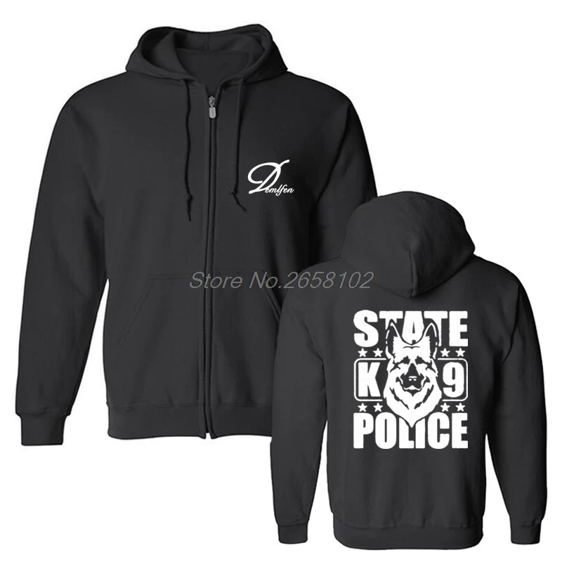 Spring Autumn Fashion German Shepherd Dog Police K-9 Print Hoodies Men's Cotton Fleece Sweatshirts Hip Hop Coat Harajuku Tops | Мужская
