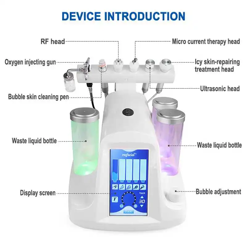 Дропшиппинг 6 в 1 Hydra для очистки струей воды красота машина уход за лицом кислородное оборудование маленький пузырь машина