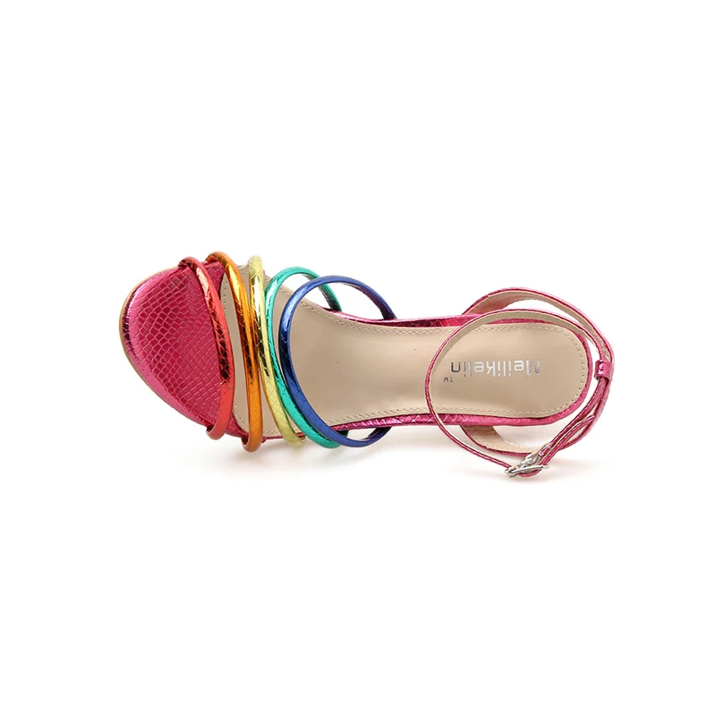 Новинка года; летние женские разноцветные радужные сандалии на высоком каблуке 11,5 см; женская обувь с блестками; женские туфли-лодочки с перекрестной шнуровкой на День святого Валентина