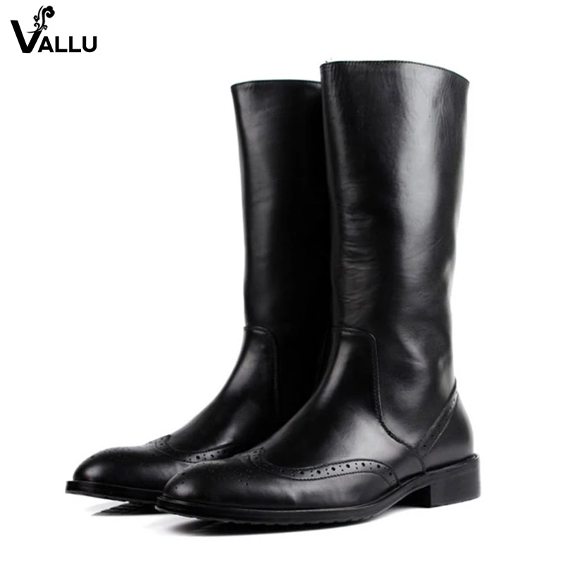 

Oxford Boots For Men Wingtip Perforated Design England Gentlemen Boots Brand Fashion Real Leather Male Heeled Footwear Shoes