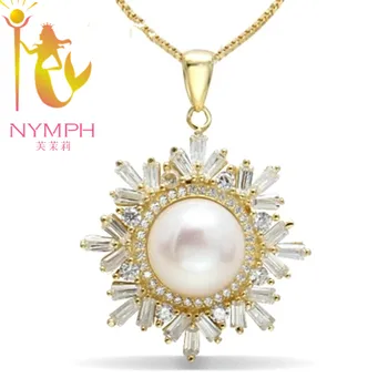 

Luxury 925 silver jewelry natural freshwater pearl necklace pendant collier send chain party gift PJDZ055]