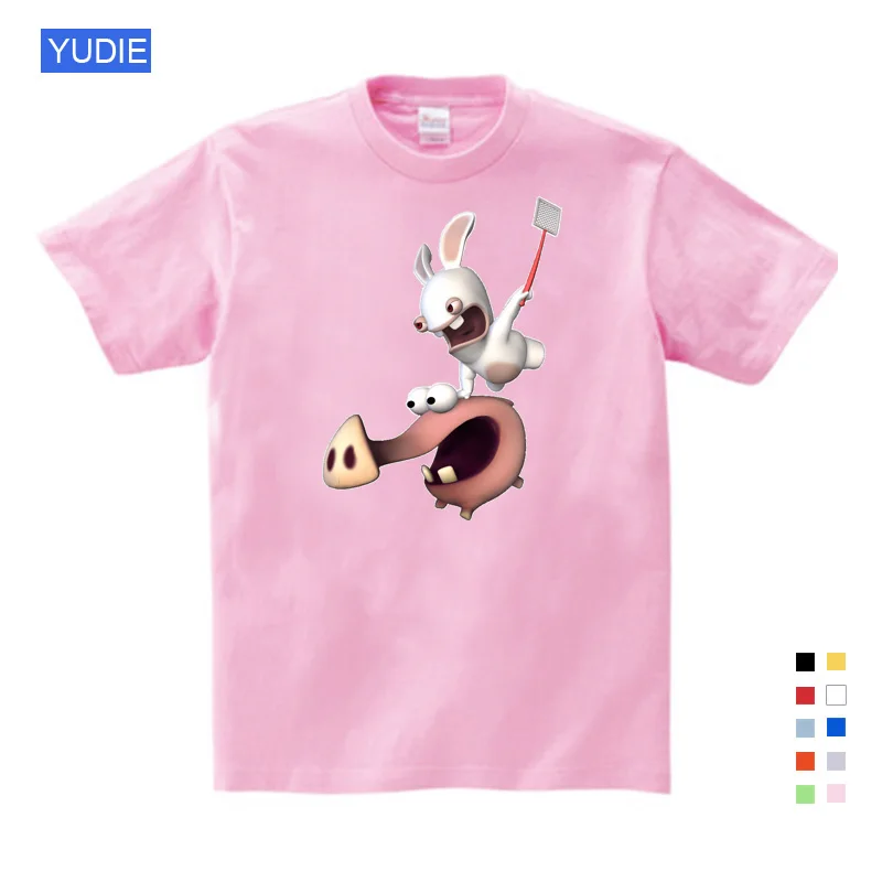 Лидер продаж; Летние футболки; детские топы с забавным кроликом из мультфильма; футболки для мальчиков и девочек с надписью «Like Rabbids invession»; детская одежда; рубашка