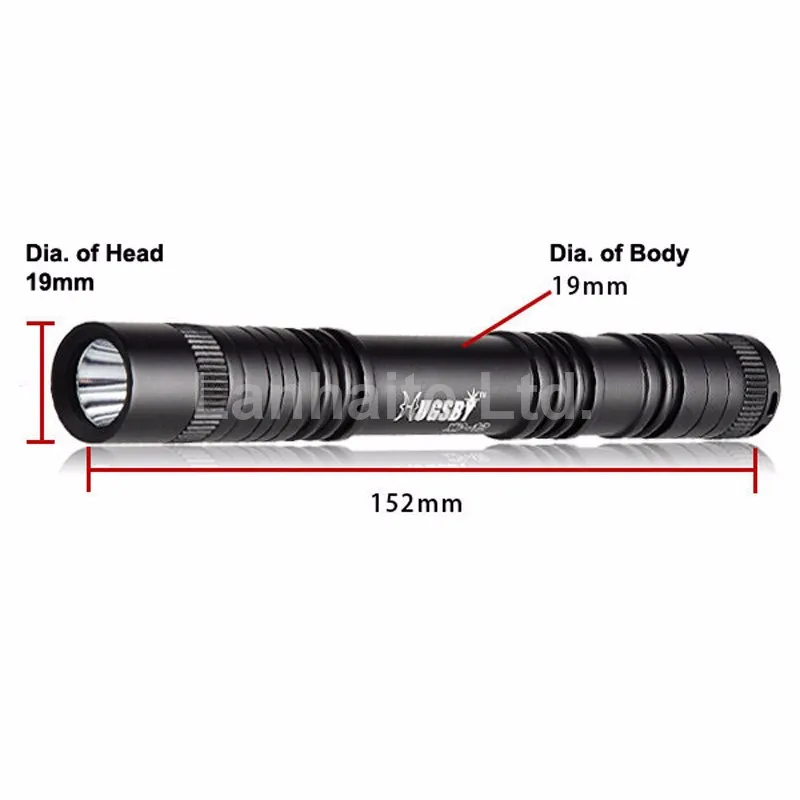 Hugsby XP-12 Cree XP-E R3 105 люмен 1-Mode светодиодный фонарик-черный (2xAA)