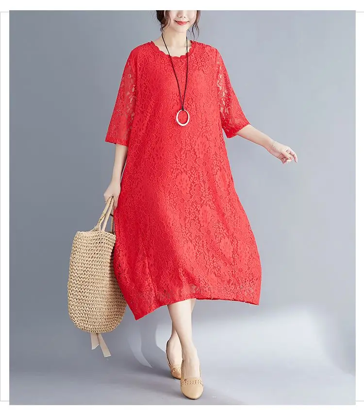 NYFS Новое Стильное летнее платье свободное винтажное длинное платье vestidos robe Elbise Literary Большие размеры женское кружевное платье