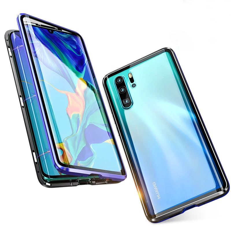 Роскошный магнитный металлический бампер, чехол для Huawei P30 Pro P20 Mate 20, покрытие 360 стекло, полный корпус, чехол для телефона Huawei P30, бронированный чехол P 30