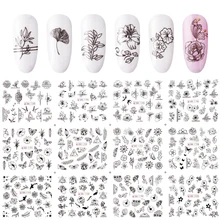12 стиль исскуство ногати наклейки цветок дельфин "Бабочки" простарнства переводятся с помощью воды, Фольга наклейки слайдер декоративный для маникюра DIY