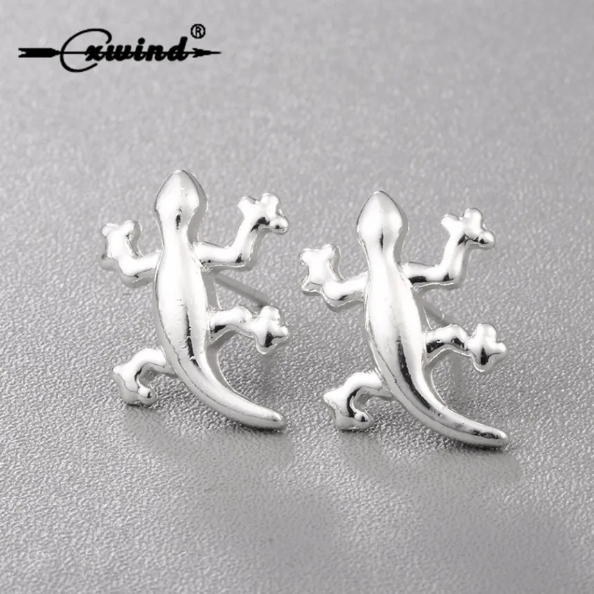 

Cxwind New Fashion Gecko Lizard Stud Earrings Accessories Tiny Animal Earring Exaggerated Female Punk Ear Cuff Jewelry