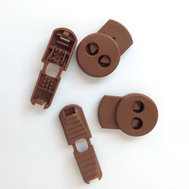 JUP1-50 Sets Light Brown Flat Buckle Elastic Shoes Buckles Decorative Buckles Child Adult No-tie Shoelaces Never Tie Laces Again