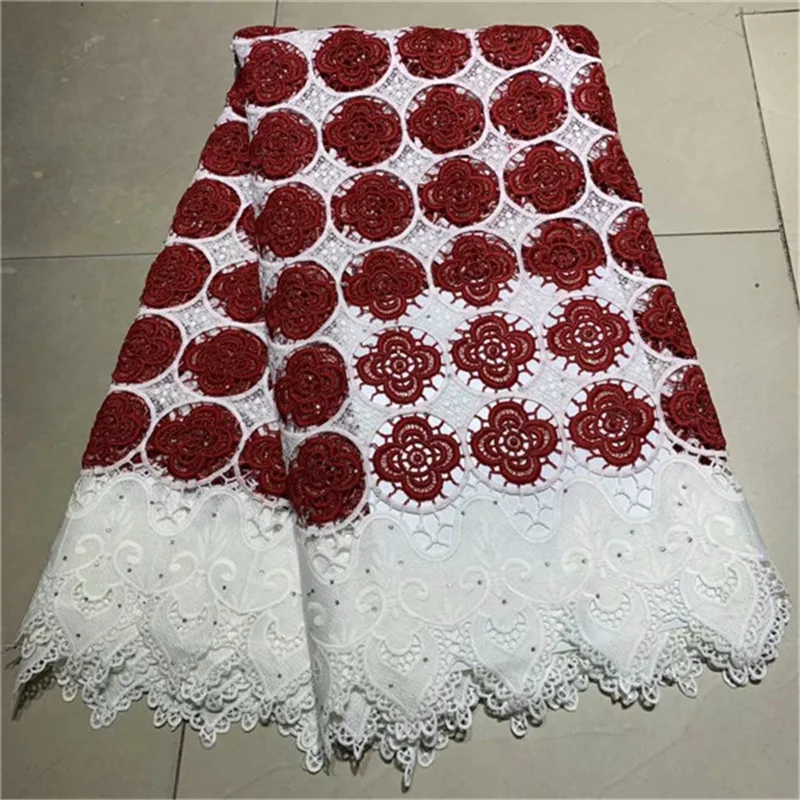 

2019 New Design African Lace Fabric High Quality Guipure Cord Lace Fabric With Stones French Tulle Lace Fabrics For Party Dress