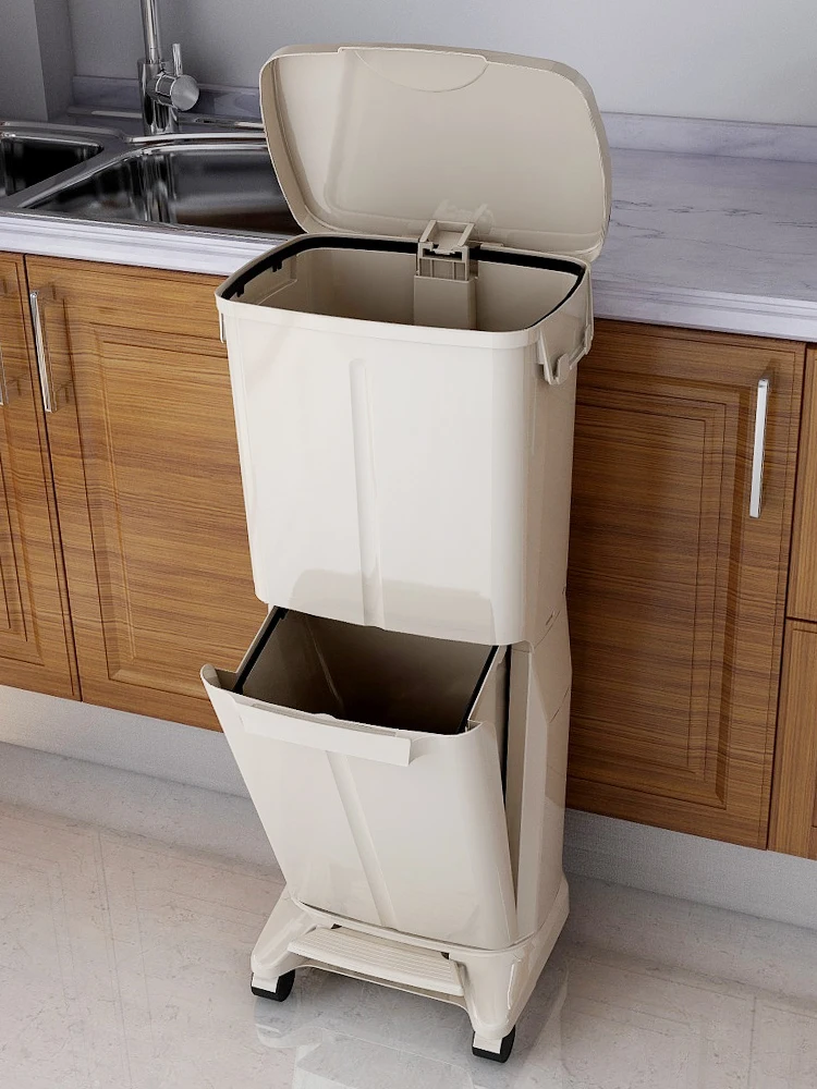 

Dry and wet classification trash can creative double classification trash can kitchen household bathroom large with cover pedal