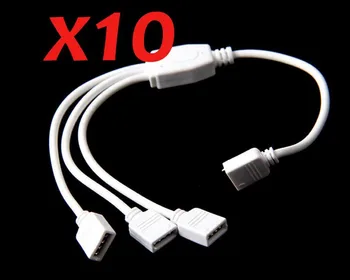 

10 pcs 10x1 to 3 Female 4 Pin Flexible LED Connector Cable RGB 3528 5050 strip