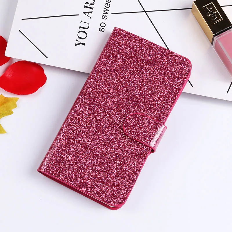 QIJUN с сияющими блестками Флип Стенд кожаный чехол для LG G7 Q7 K8 K10 K11 K9 V10 V20 V30 V40 X Стиль чехол-кошелек для телефона Coque - Цвет: Rose red