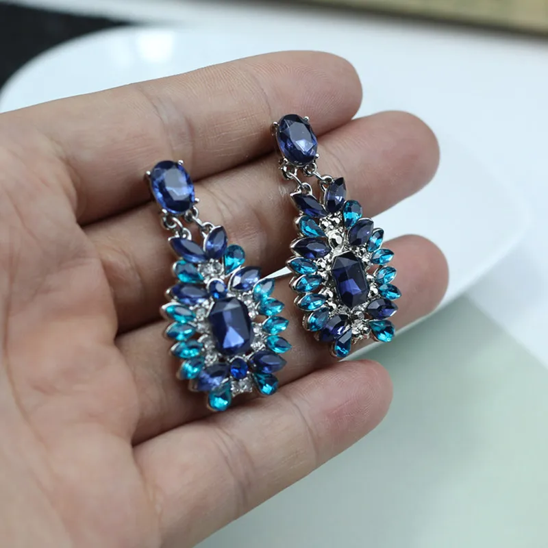 New Multicolor Earring For WomenTrendy Crystal Maxi Drop Earrings Wedding Boho Statement Beads Jewelry boucle d'oreille e0190