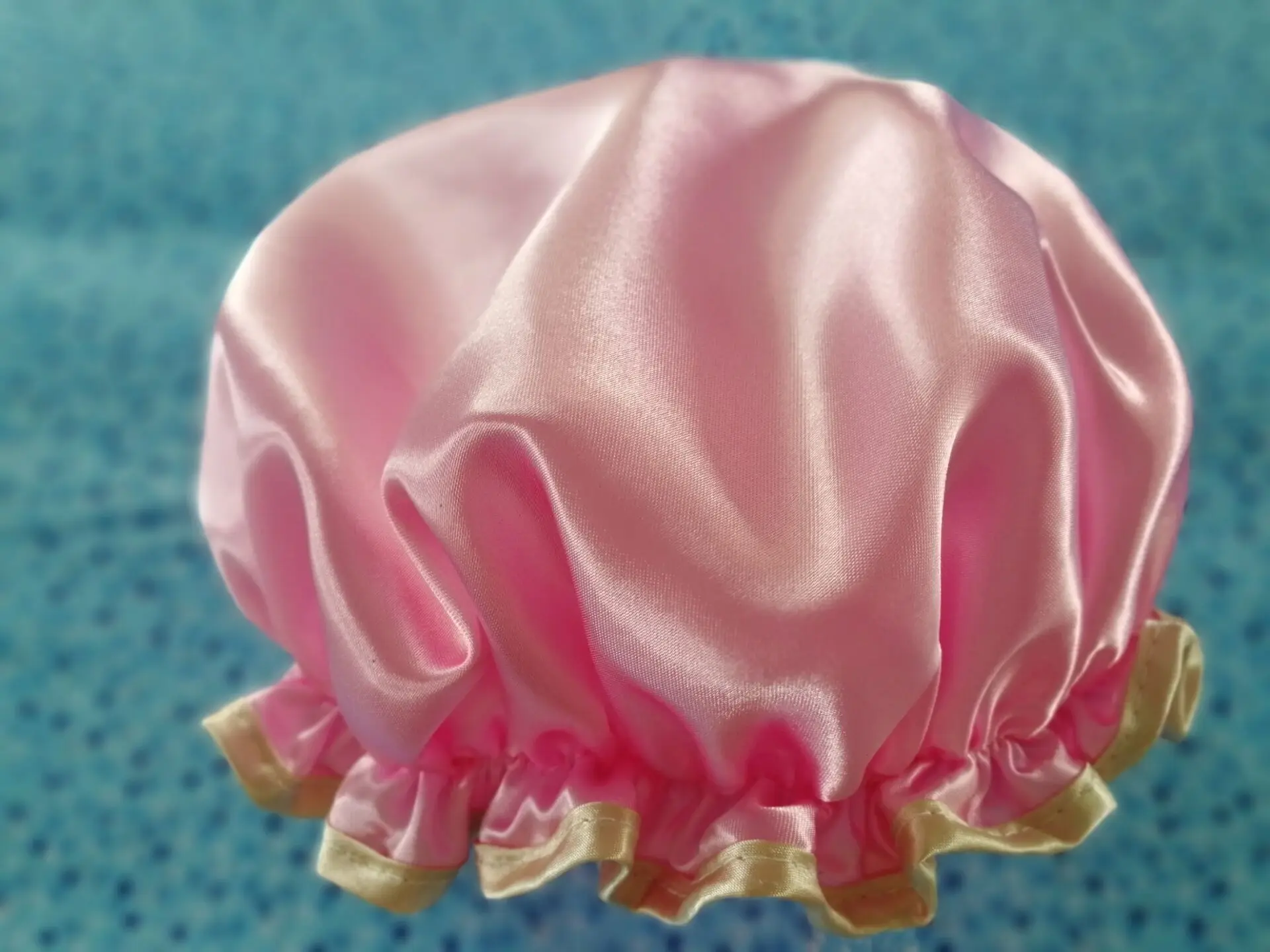 Шапочка для душа для взрослых, водонепроницаемый кружевной шампунь для волос, супер мягкая ткань, сухая шапочка для волос, кухонный колпачок для лампы против дыма - Цвет: light pink