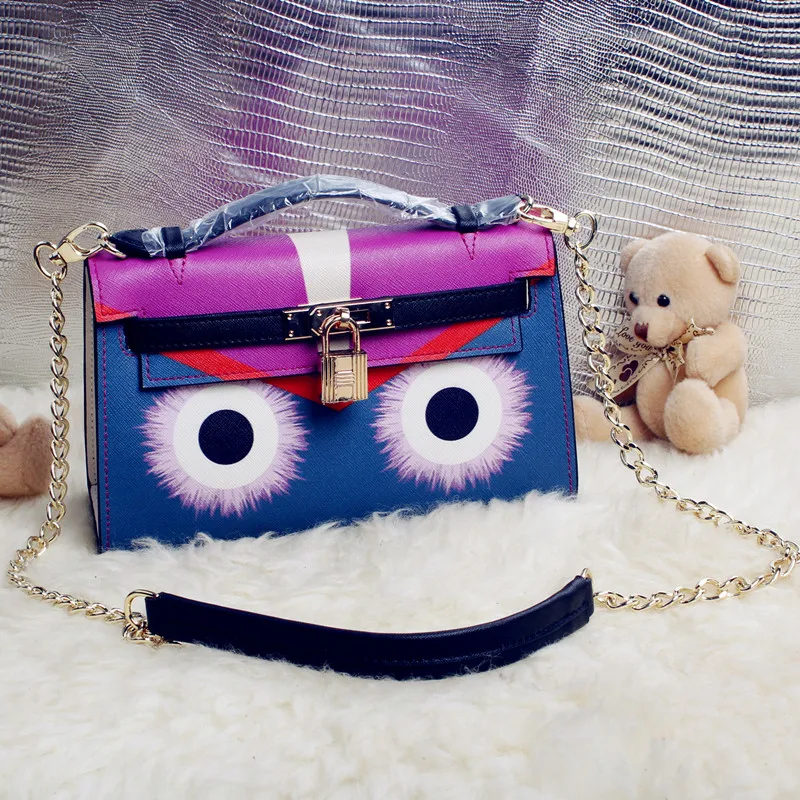 Genunie Leather Handbag Lady Bags New Little Monster Eyes Package