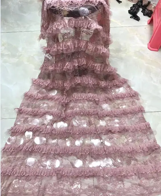 3D sequins embroidered tulle mesh lace fabric ZH-102226 high quality african net | Дом и сад
