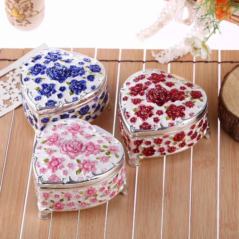 Heart shaped jewelry storage box metal toys organizer storage case ring