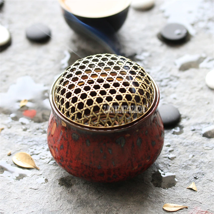 

Vintage hollow incense burner Copper Lid Ceramic Mini Incense Burner Warm Hand Furnace Creative Living room Home Hot Sale