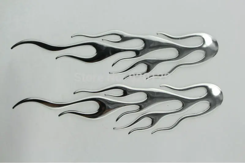 Chrome Car Motorcycle Motorbike Moto Accessories 3d Flame Fire